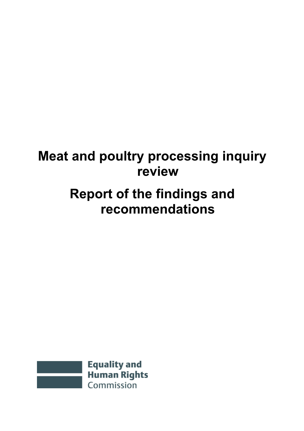 Meat and Poultry Processing Inquiry Review