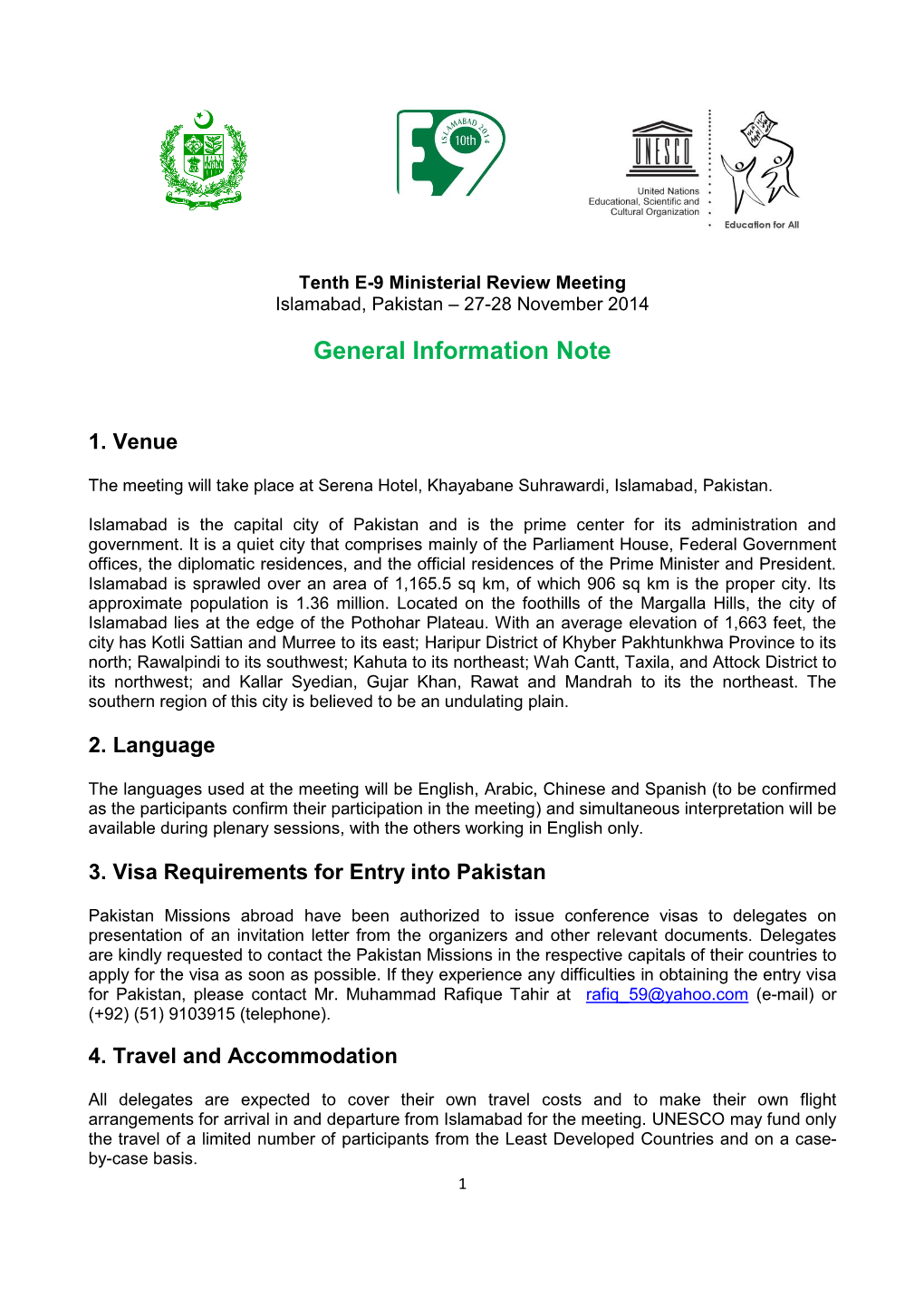 General Information Note