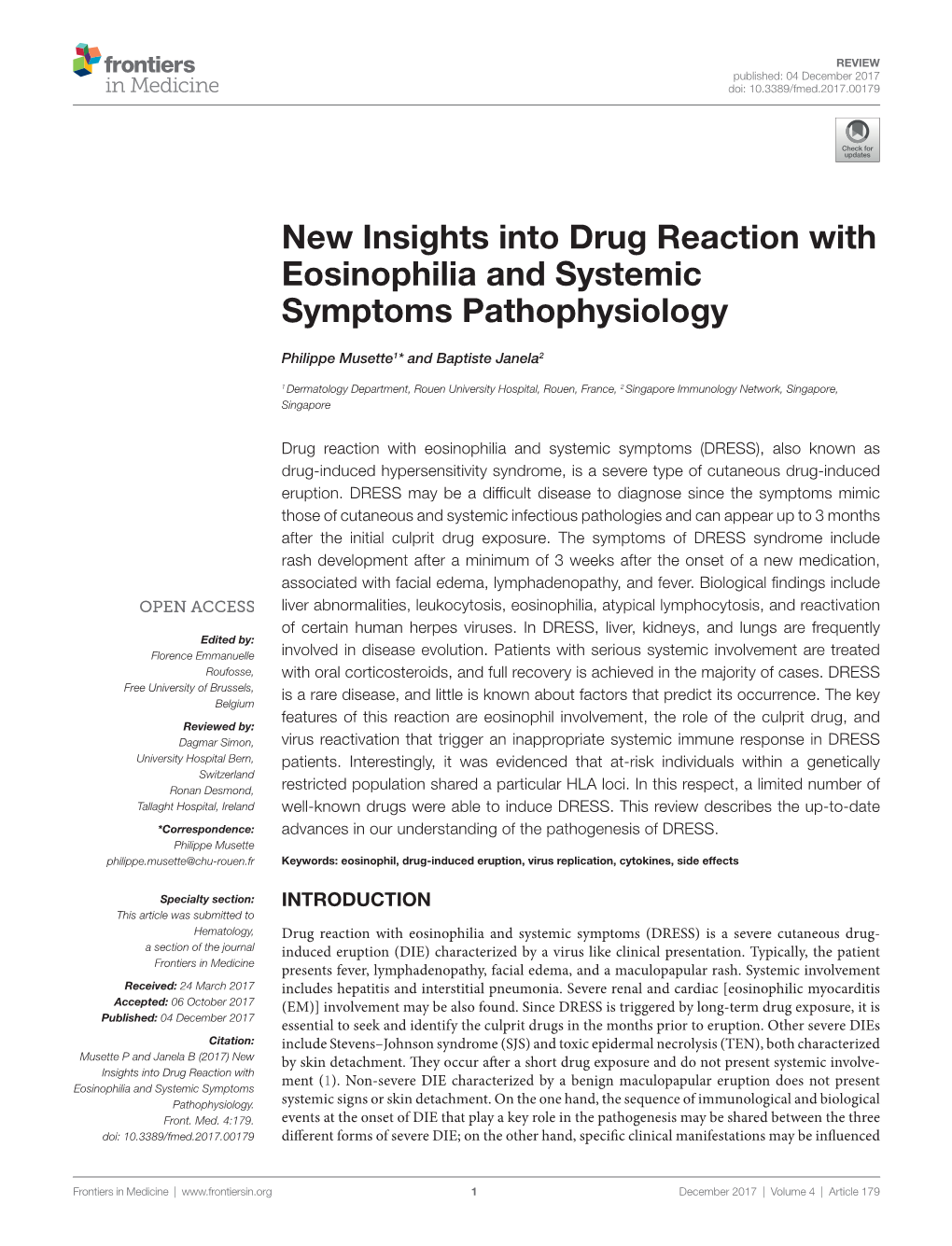 New Insights Into Drug Reaction with Eosinophilia and Systemic Symptoms Pathophysiology