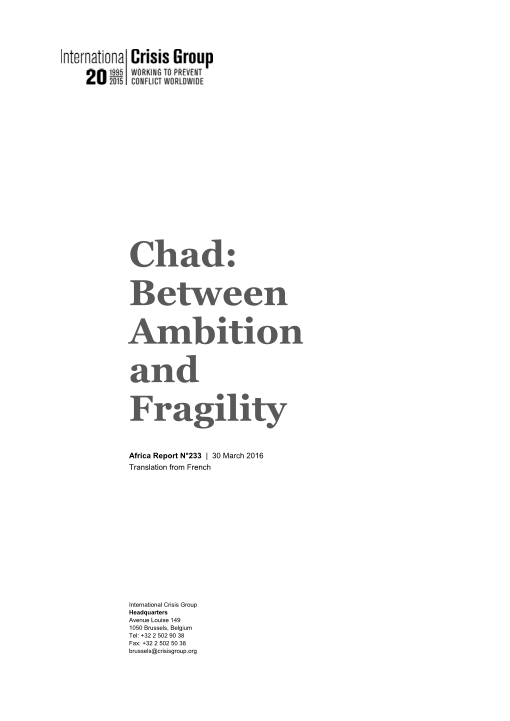 Chad Between Ambition and Fragility.Docx