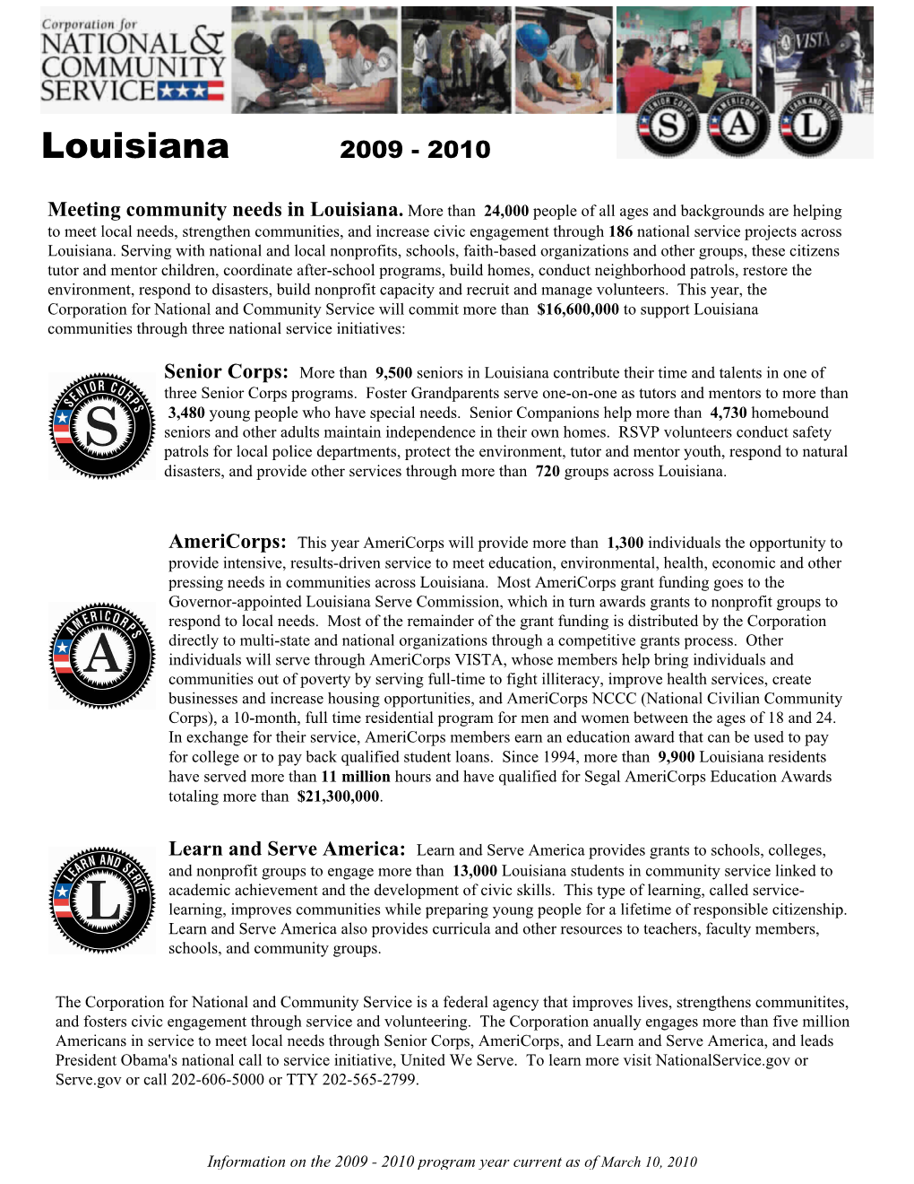 Louisiana 2009 - 2010