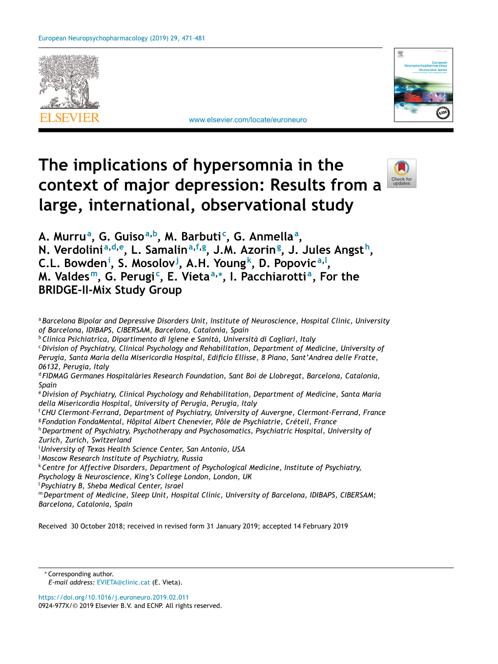 The Implications of Hypersomnia in the Context of Major Depression: Results from a Large, International, Observational Study