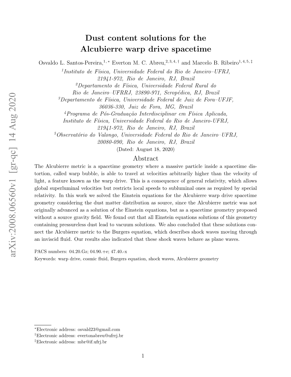 Dust Content Solutions for the Alcubierre Warp Drive Spacetime