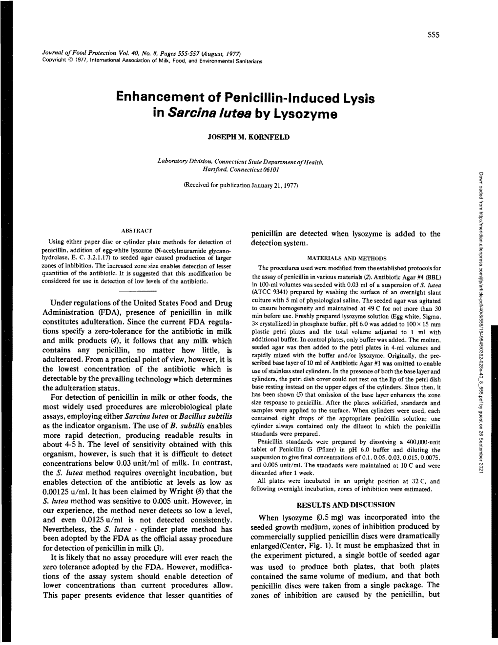 Enhancement of Penicillin-Induced Lysis in <I>Sarcina Lutea</I>