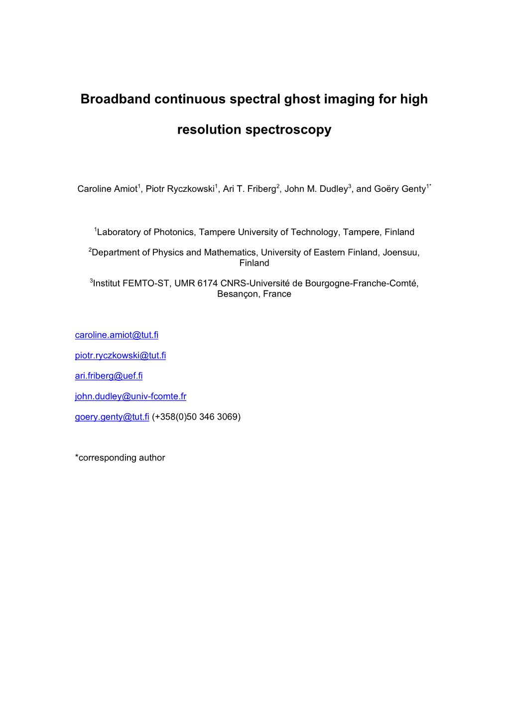 Broadband Continuous Spectral Ghost Imaging for High Resolution