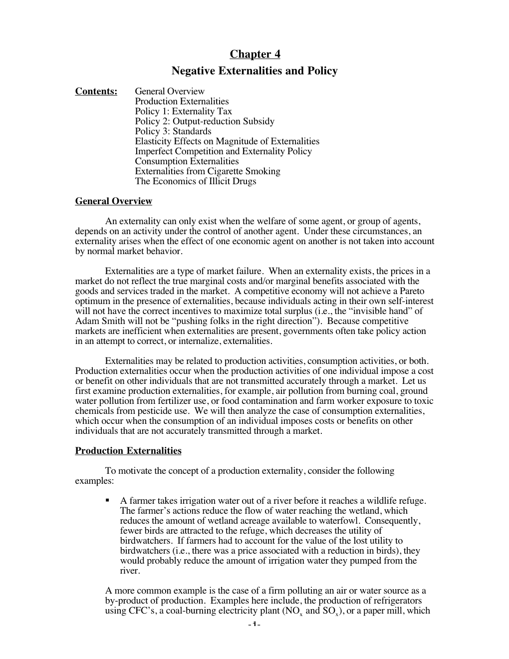 Chapter 4 Negative Externalities and Policy