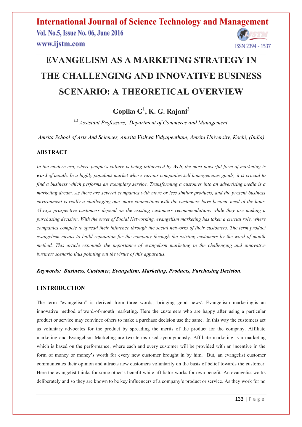 Evangelism As a Marketing Strategy in the Challenging and Innovative Business Scenario: a Theoretical Overview