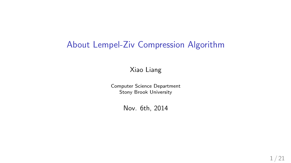 About Lempel-Ziv Compression Algorithm