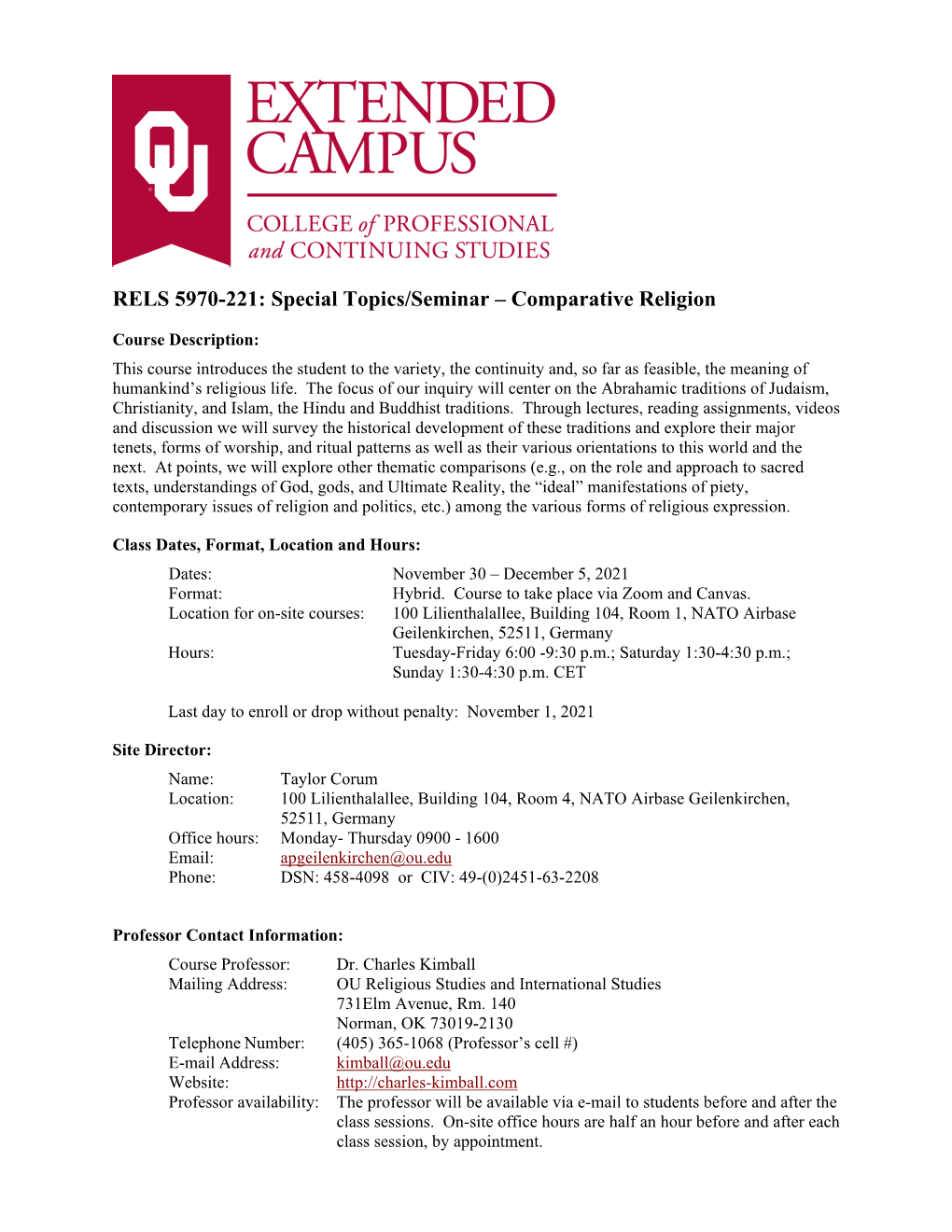 RELS 5970-221: Special Topics/Seminar – Comparative Religion