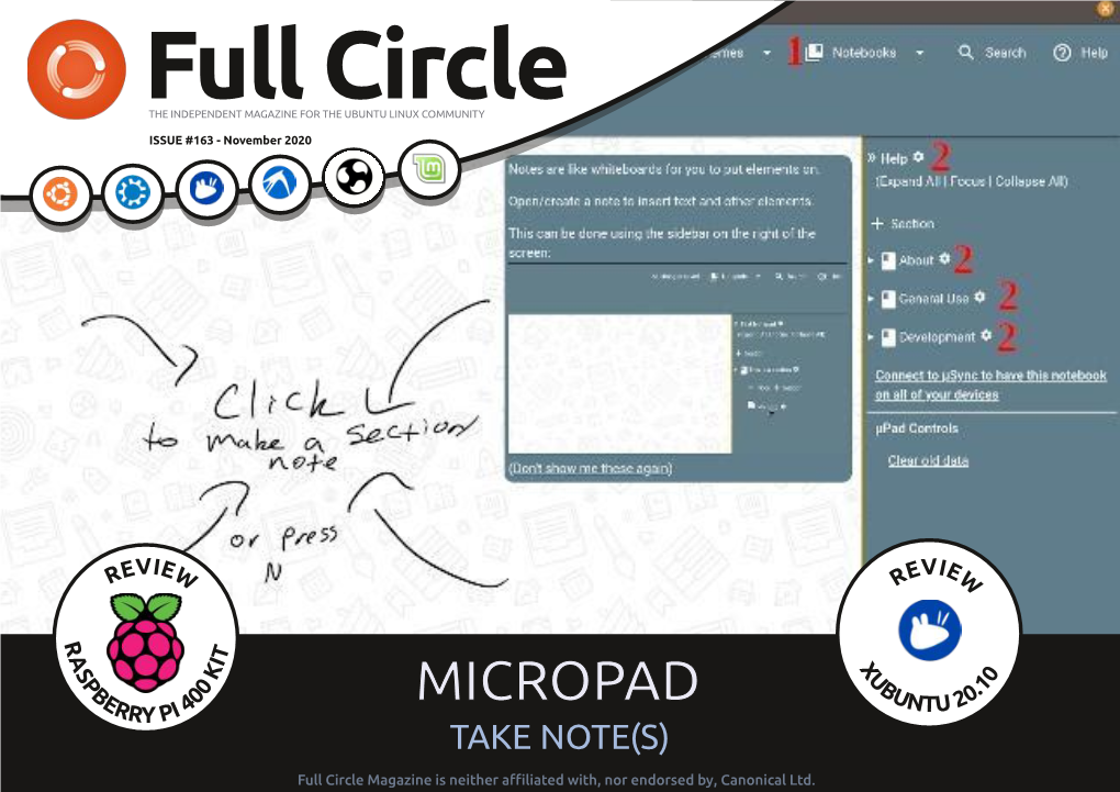 Full Circle Magazine #163 Contents ^ Full Circle Magazine Is Neither Aﬃliated With,1 Nor Endorsed By, Canonical Ltd