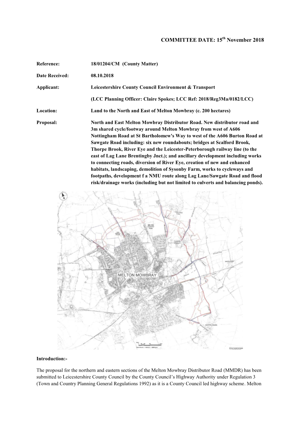 COMMITTEE DATE: 15Th November 2018