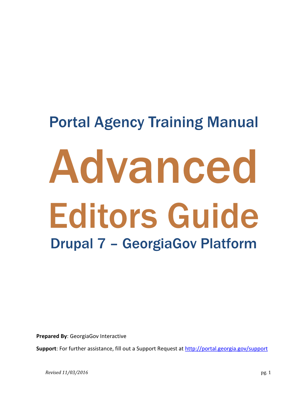 Portal Agency Training Manual Advanced Editors Guide Drupal 7 – Georgiagov Platform