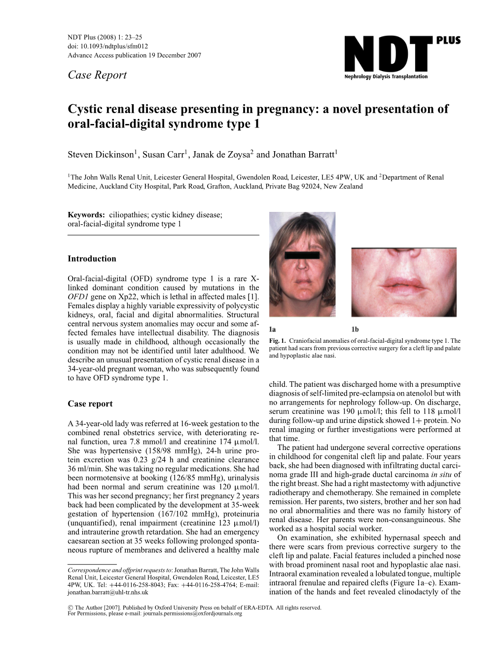 A Novel Presentation of Oral-Facial-Digital Syndrome Type 1