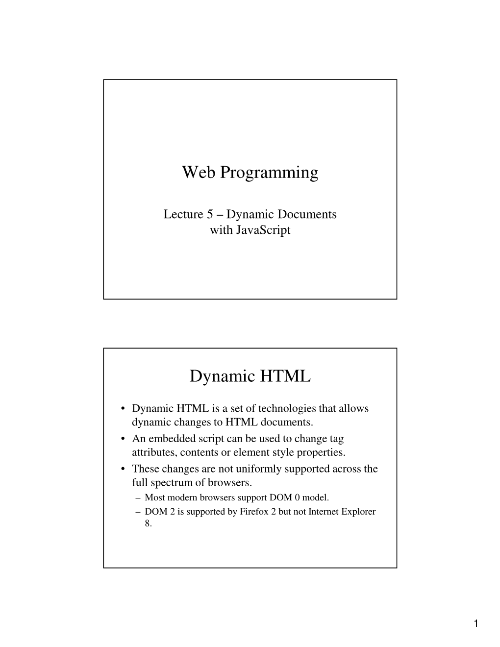 Web Programming Dynamic HTML