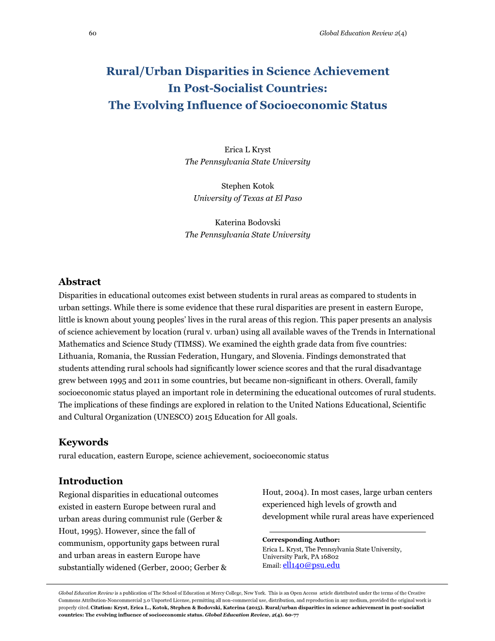 Rural/Urban Disparities in Science Achievement in Post-Socialist Countries: the Evolving Influence of Socioeconomic Status