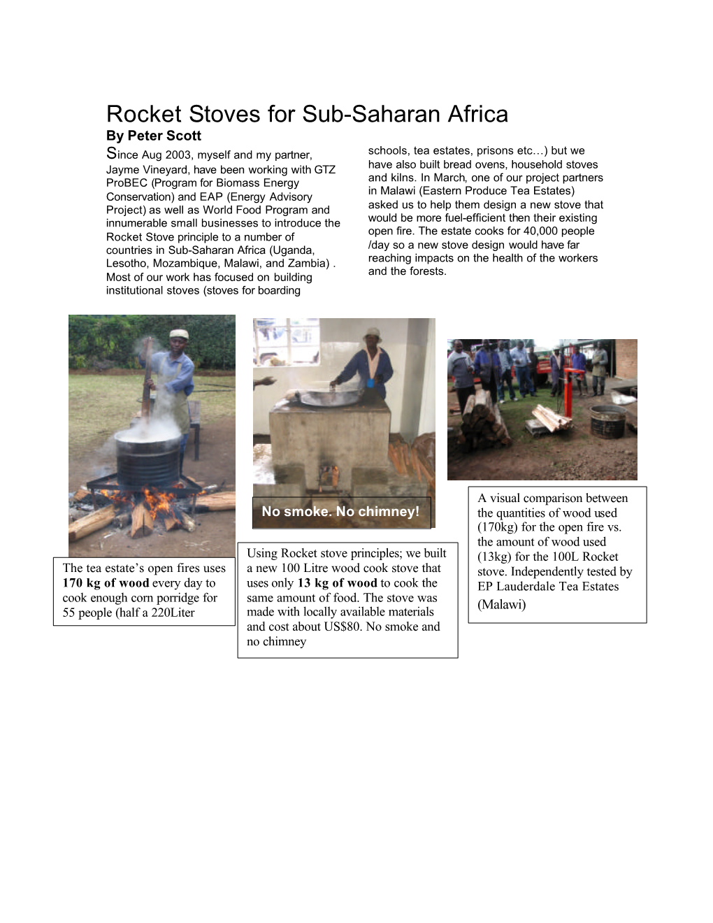 Rocket Stoves for Sub-Saharan Africa