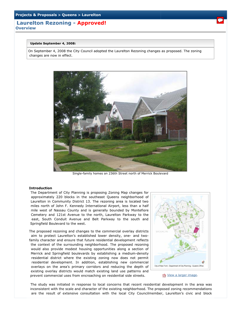 Laurelton Rezoning - Approved! Overview