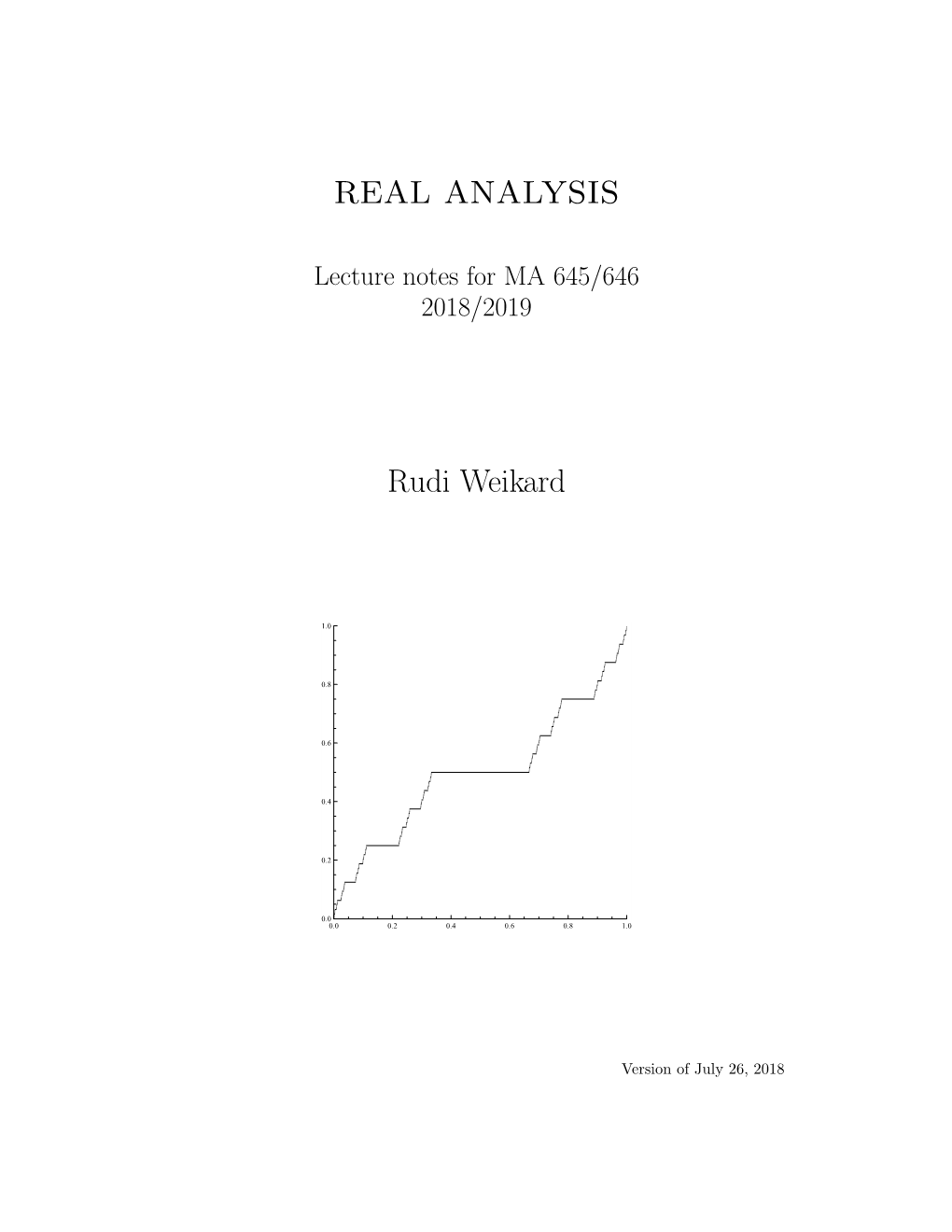 REAL ANALYSIS Rudi Weikard