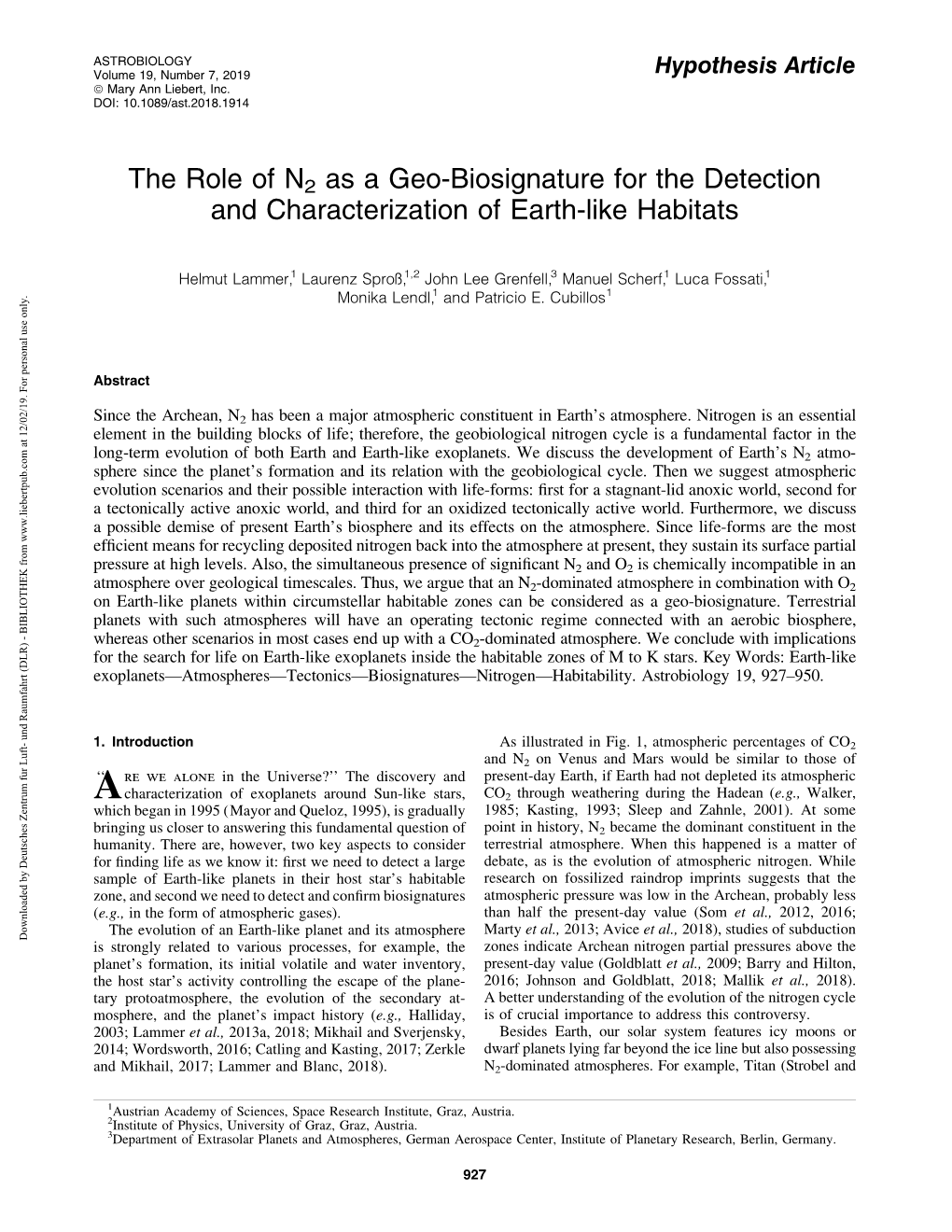 The Role of N2 As a Geo-Biosignature for the Detection and Characterization of Earth-Like Habitats