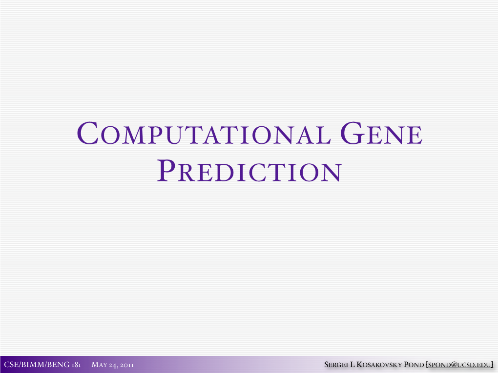 Computational Gene Prediction