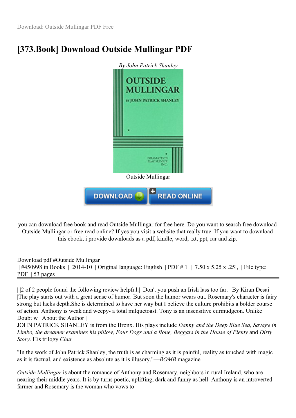 Download Outside Mullingar PDF