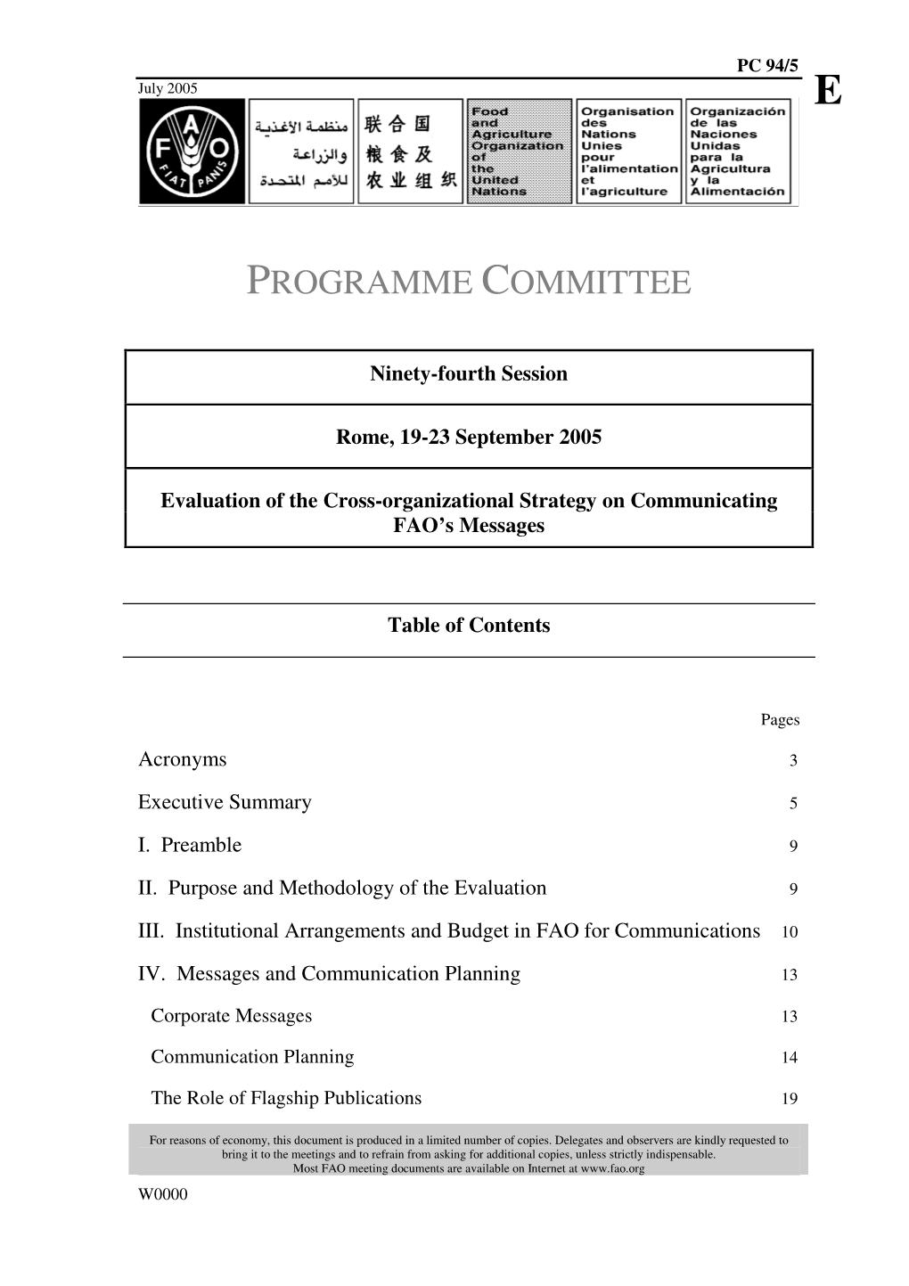Evaluation of the Cross-Organizational Strategy on Communicating FAO’S Messages