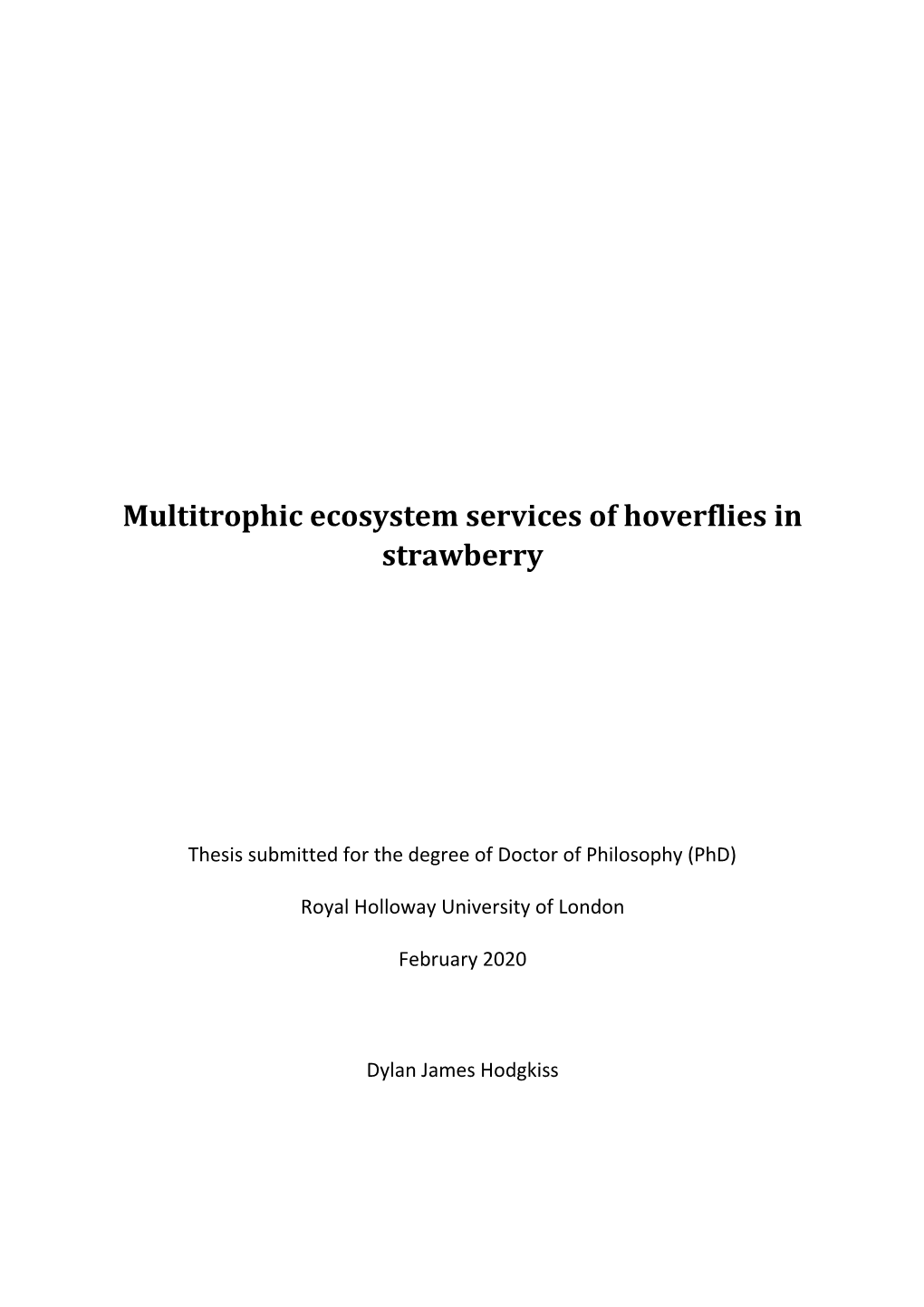 Multitrophic Ecosystem Services of Hoverflies in Strawberry