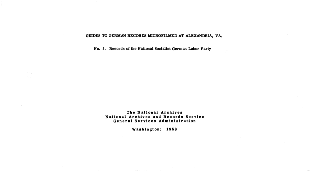 Guides to German Records Microfilmed at Alexandria, Va