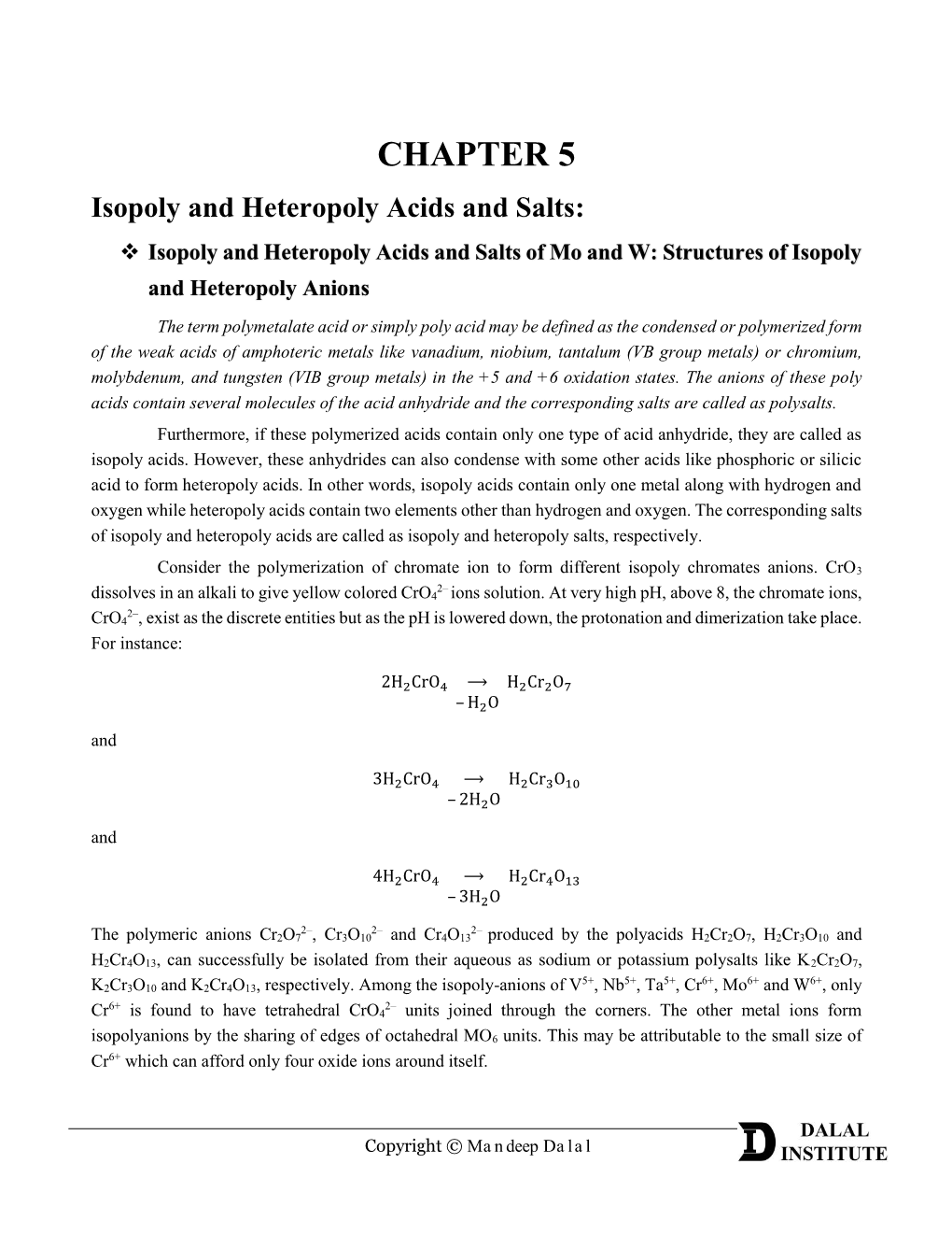 Isopoly and Heteropoly Acids and Salts