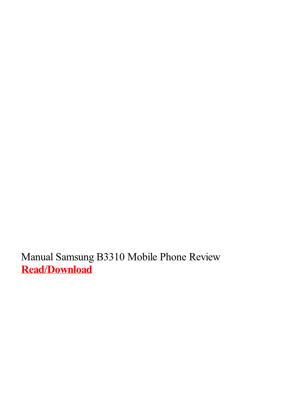 Manual Samsung B3310 Mobile Phone Review