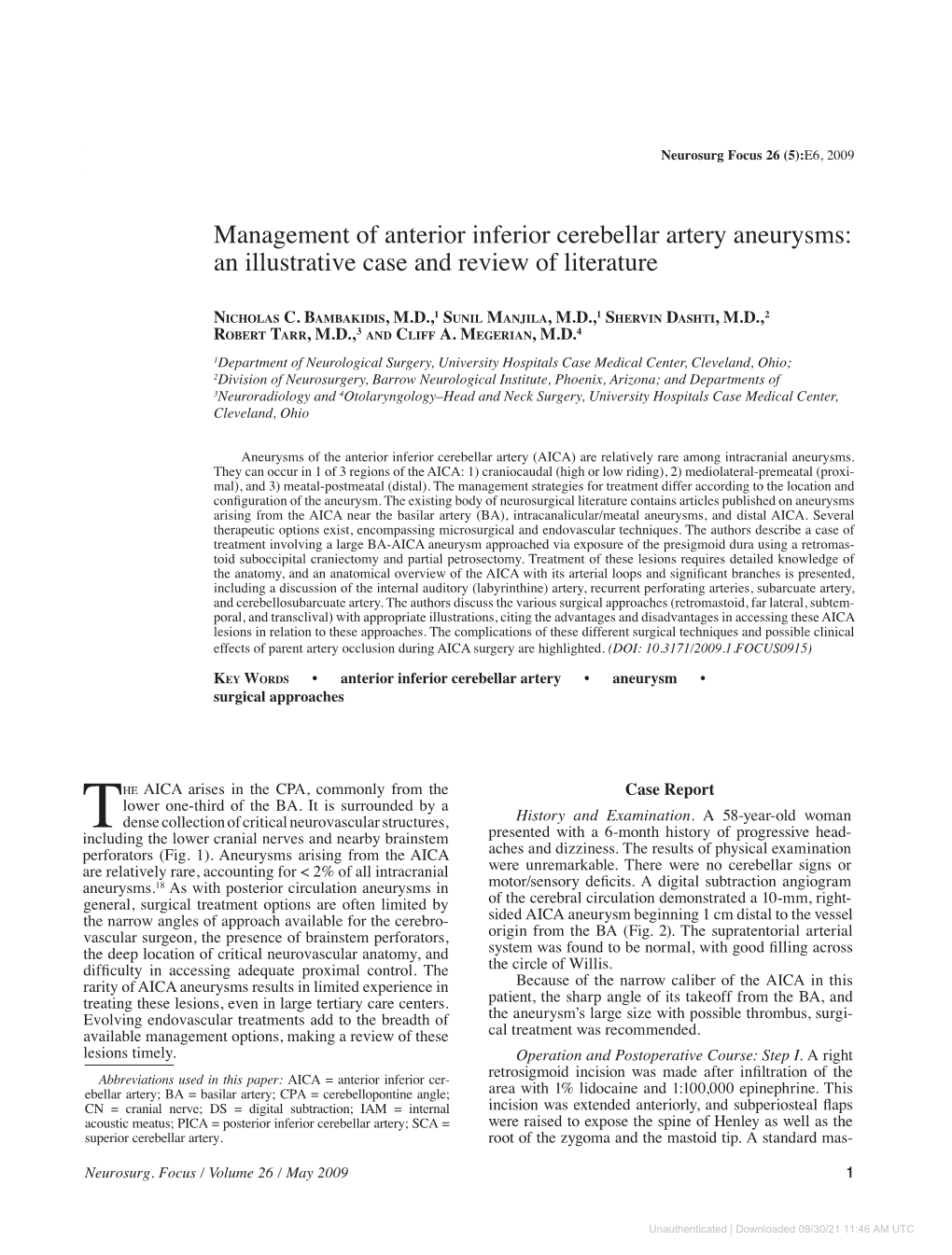 Management of Anterior Inferior Cerebellar Artery Aneurysms: an Illustrative Case and Review of Literature