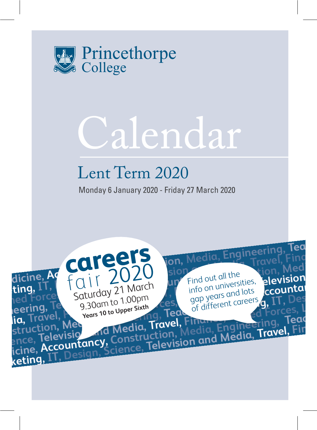 Calendar Lent Term 2020 Monday 6 January 2020 - Friday 27 March 2020