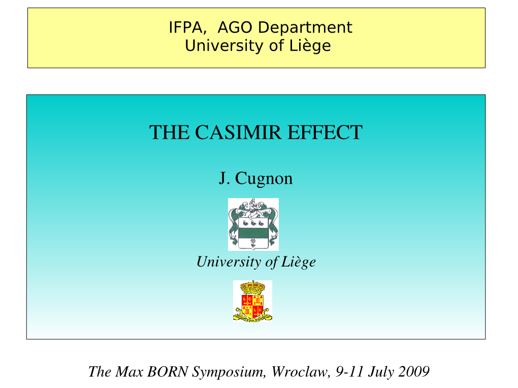 The Casimir Effect