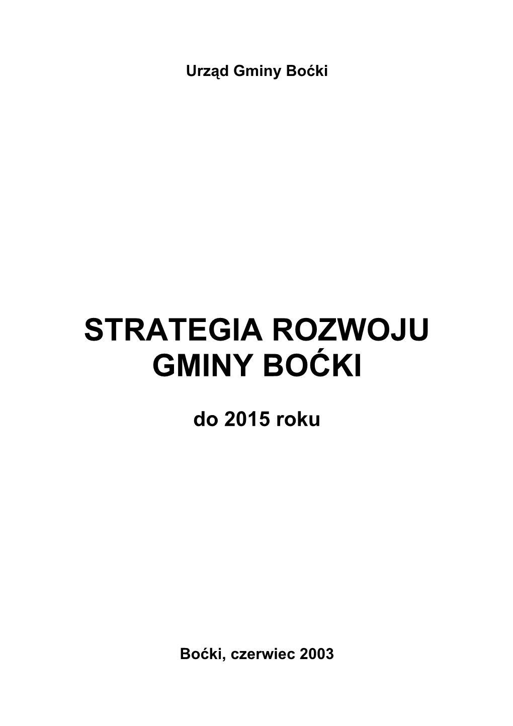 Strategia Rozwoju Gminy Boćki