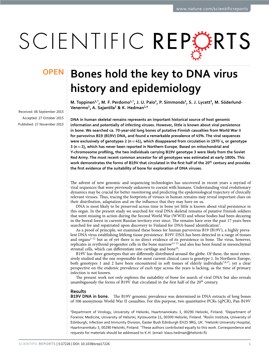 Bones Hold the Key to DNA Virus History and Epidemiology