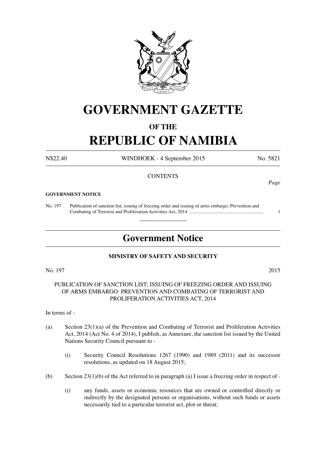 Government Gazette Republic of Namibia