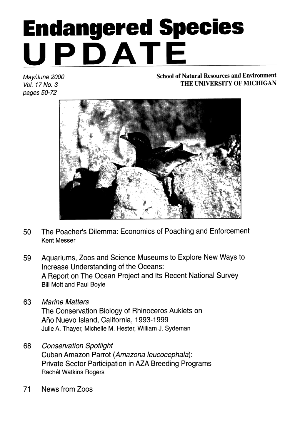 UPDATE May/June 2000 School of Natural Resources and Environment Vol