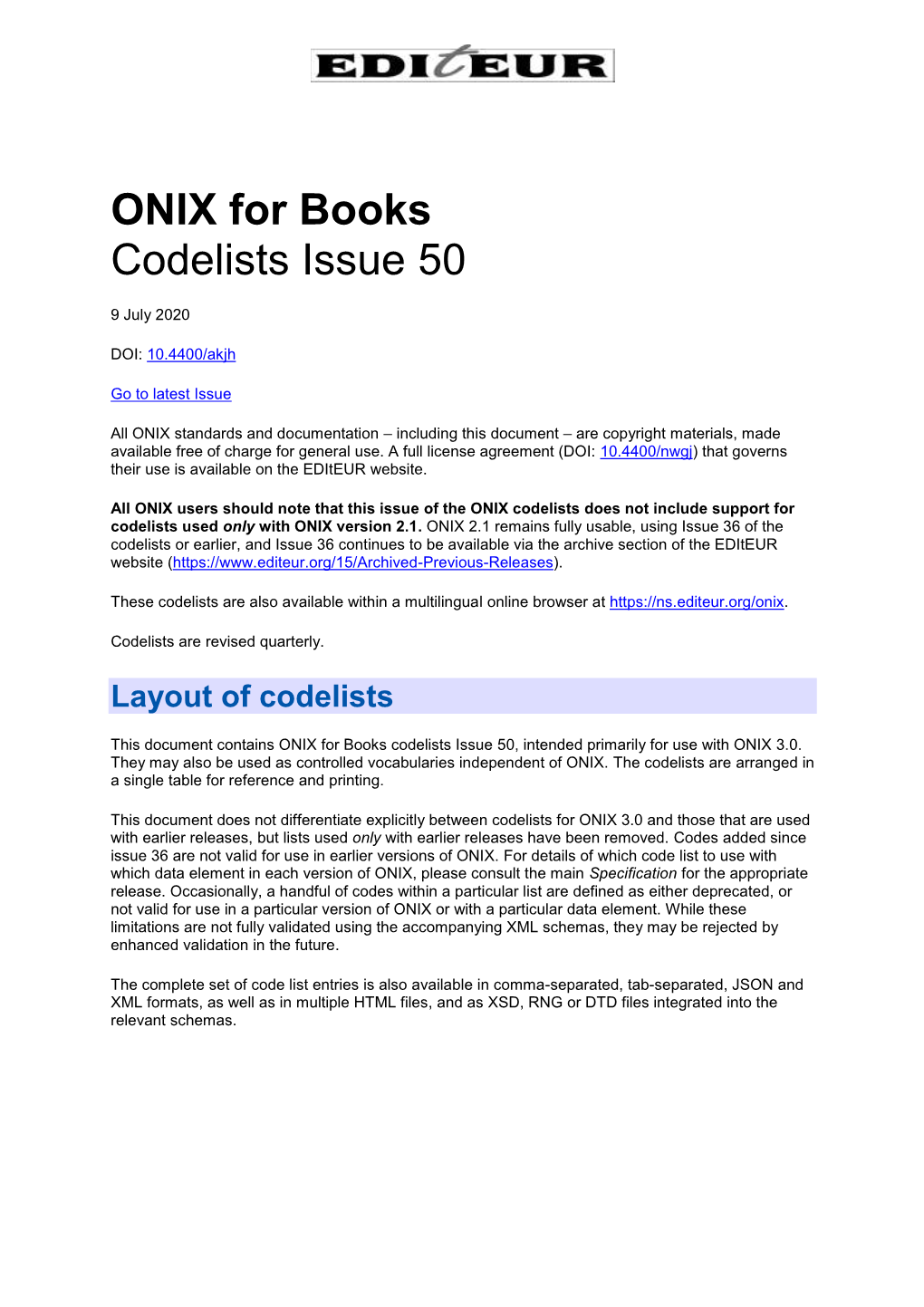 ONIX for Books Codelists Issue 50