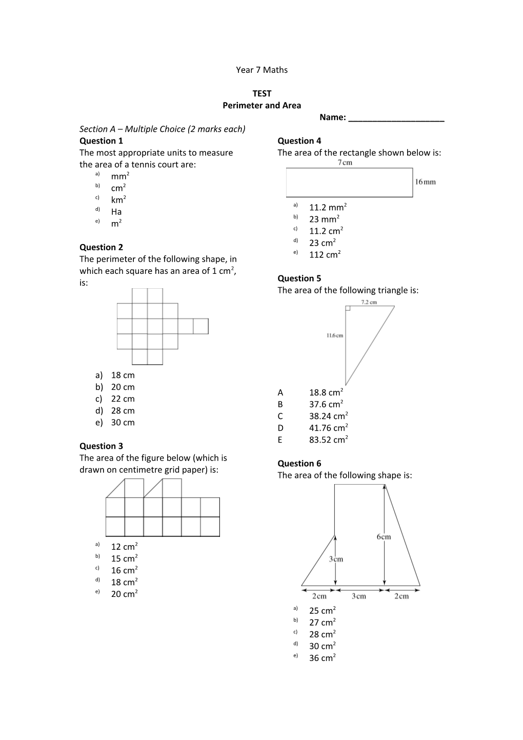 Perimeter and Area