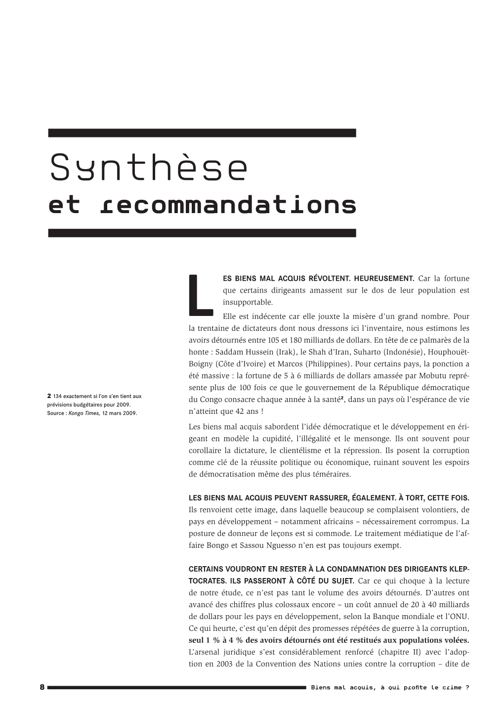 Synthèse Et Recommandations