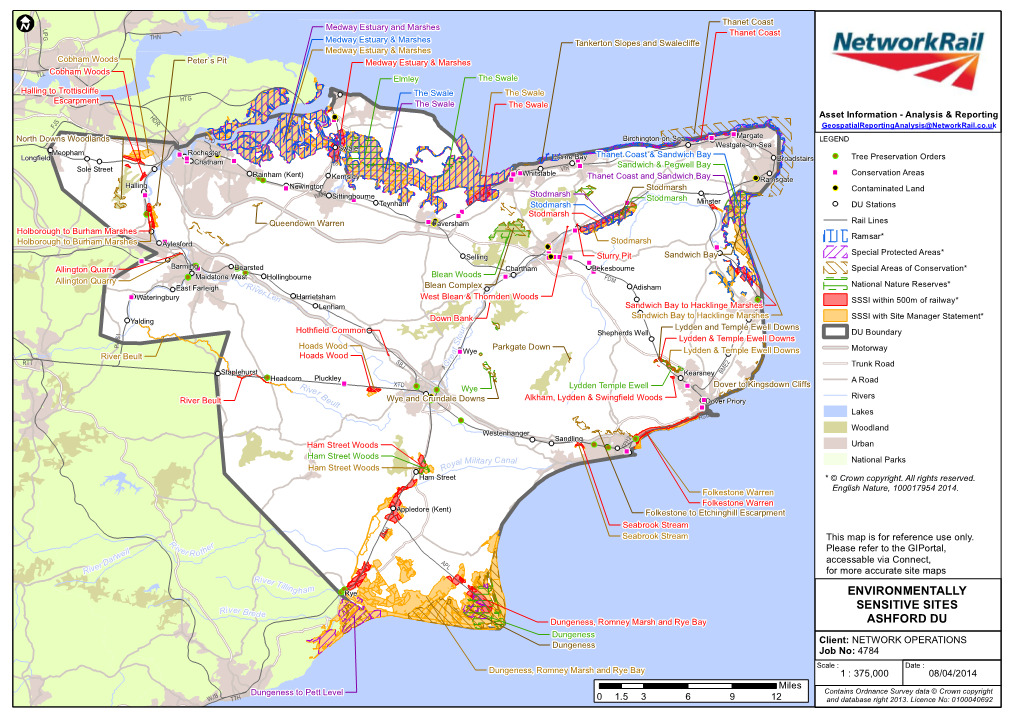 Environmentally Sensitive Site Map SSSI Kent Ashford