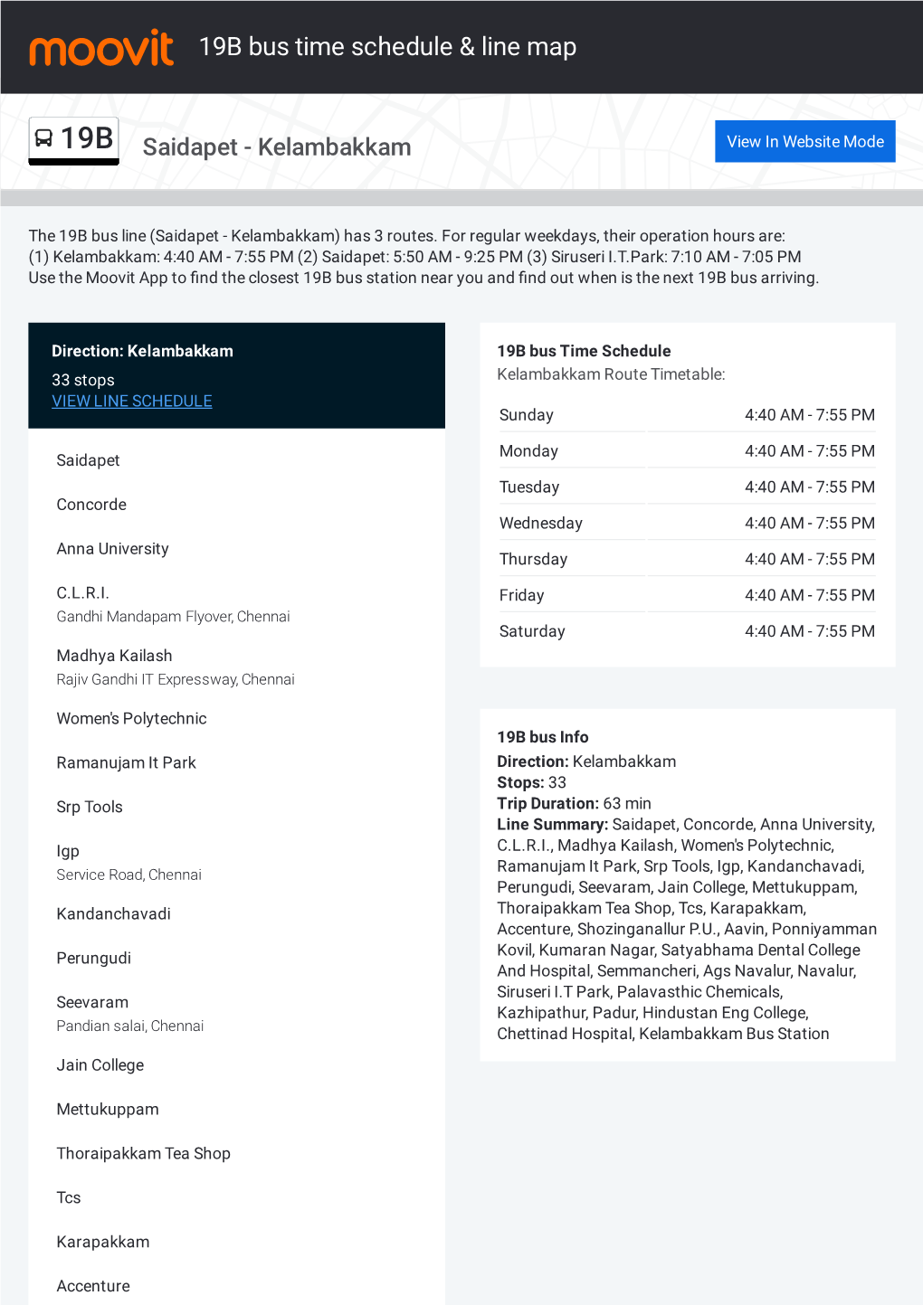 19B Bus Time Schedule & Line Route