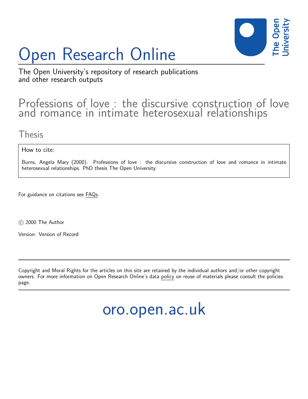 The Discursive Construction of Love and Romance in Intimate Heterosexual Relationships