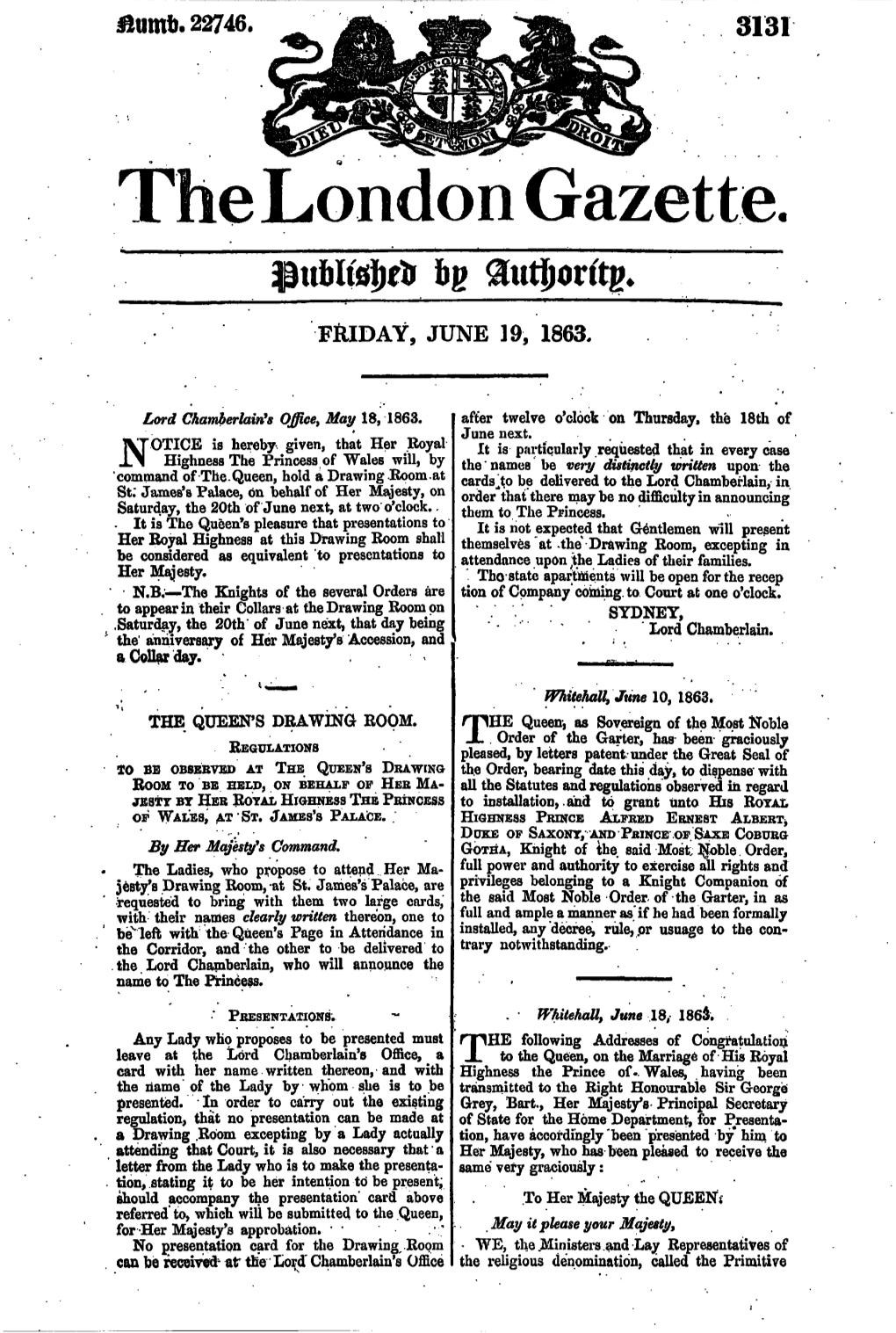 The London Gazette, Issue 22746