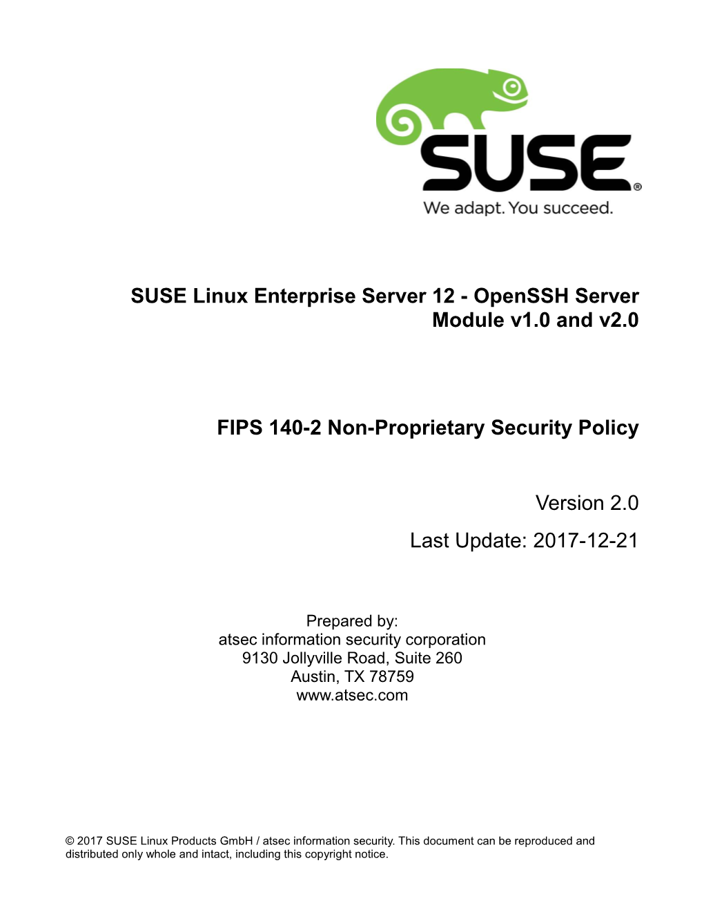 FIPS 140-2 Non-Proprietary Security Policy