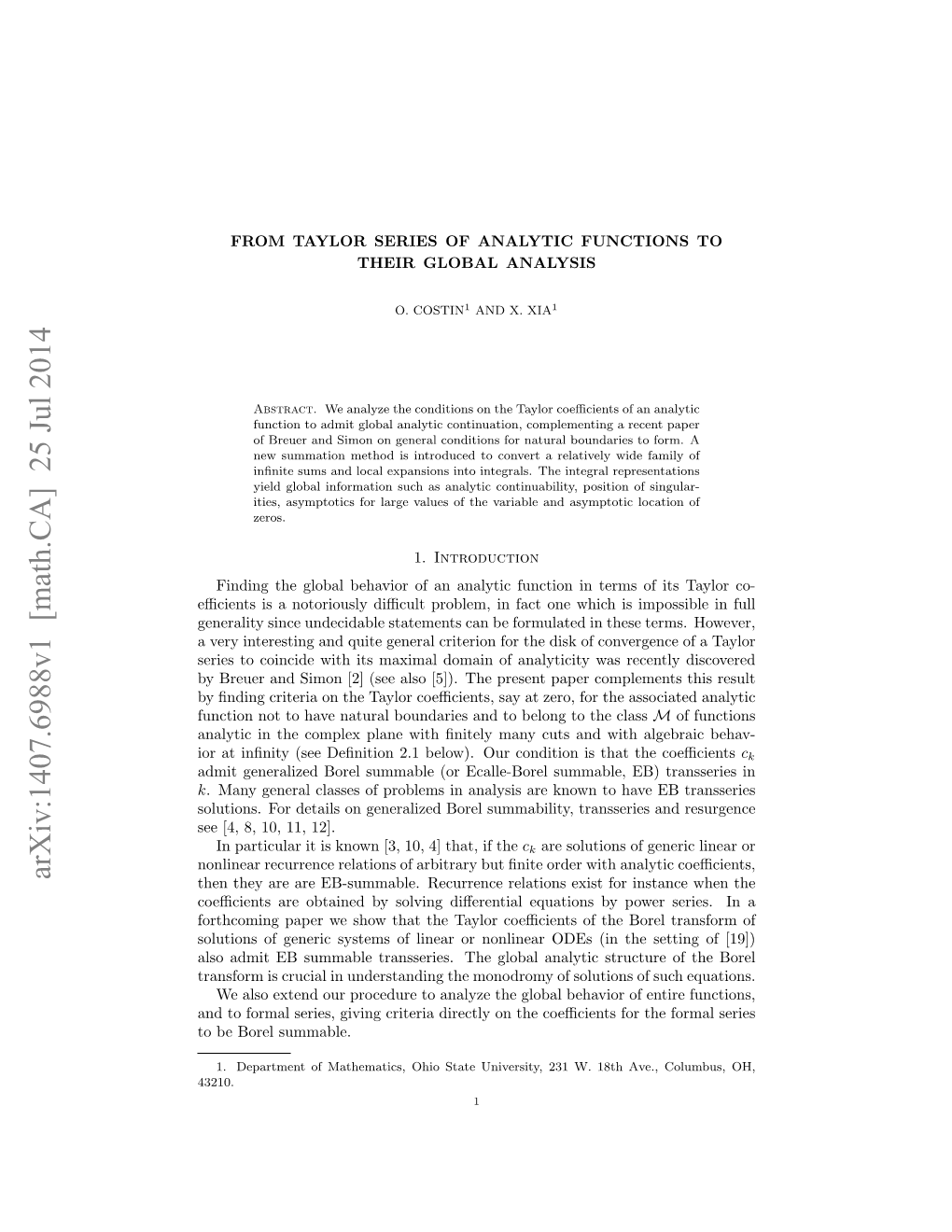 Arxiv:1407.6988V1 [Math.CA] 25 Jul 2014 Then They Are Are EB-Summable