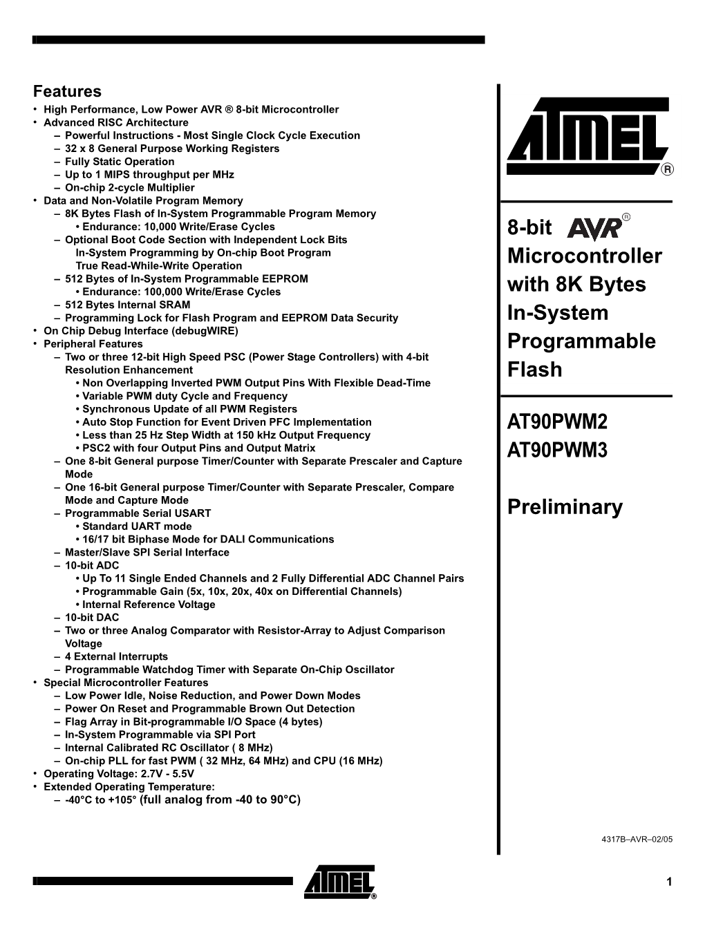 8-Bit Microcontroller with 8K Bytes In-System Programmable Flash