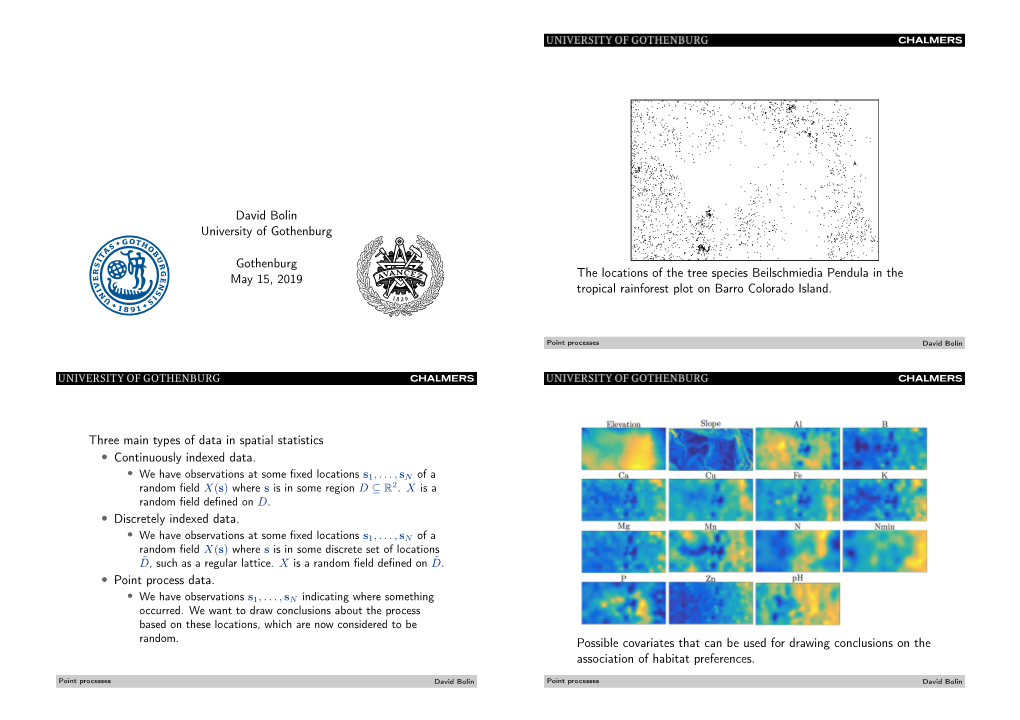 Point Processes Spatial Statistics and Image Analysis
