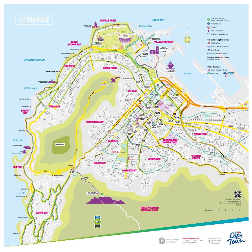 CITY CENTRE MAP MOUILLE POINT TABLE BAY Visitor Information Centres Police Station MOUILLE POINT Beach Surrey Granger Bay LIGHTHOUSE Hospital Rothesay Bay