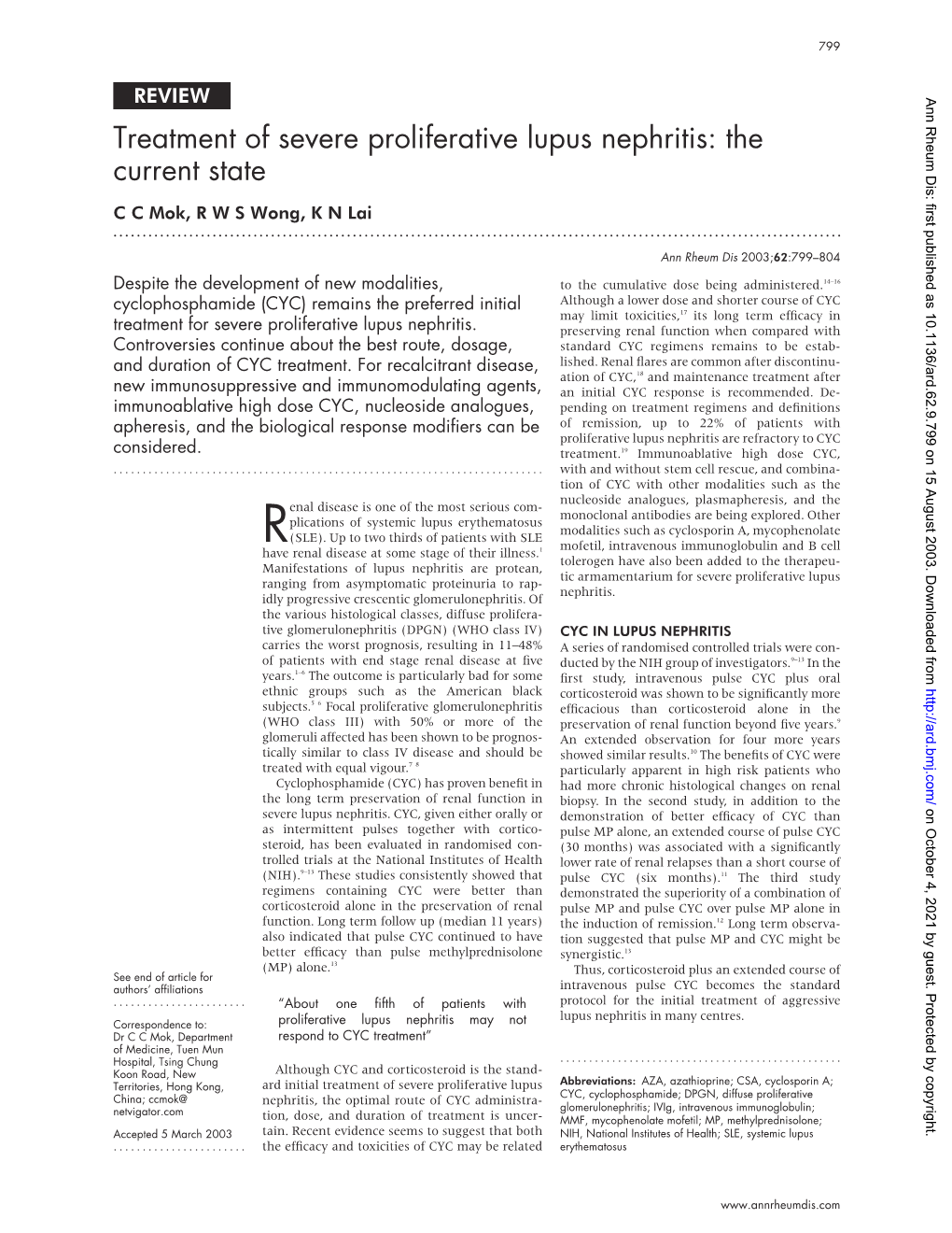 Treatment of Severe Proliferative Lupus Nephritis: the Current State